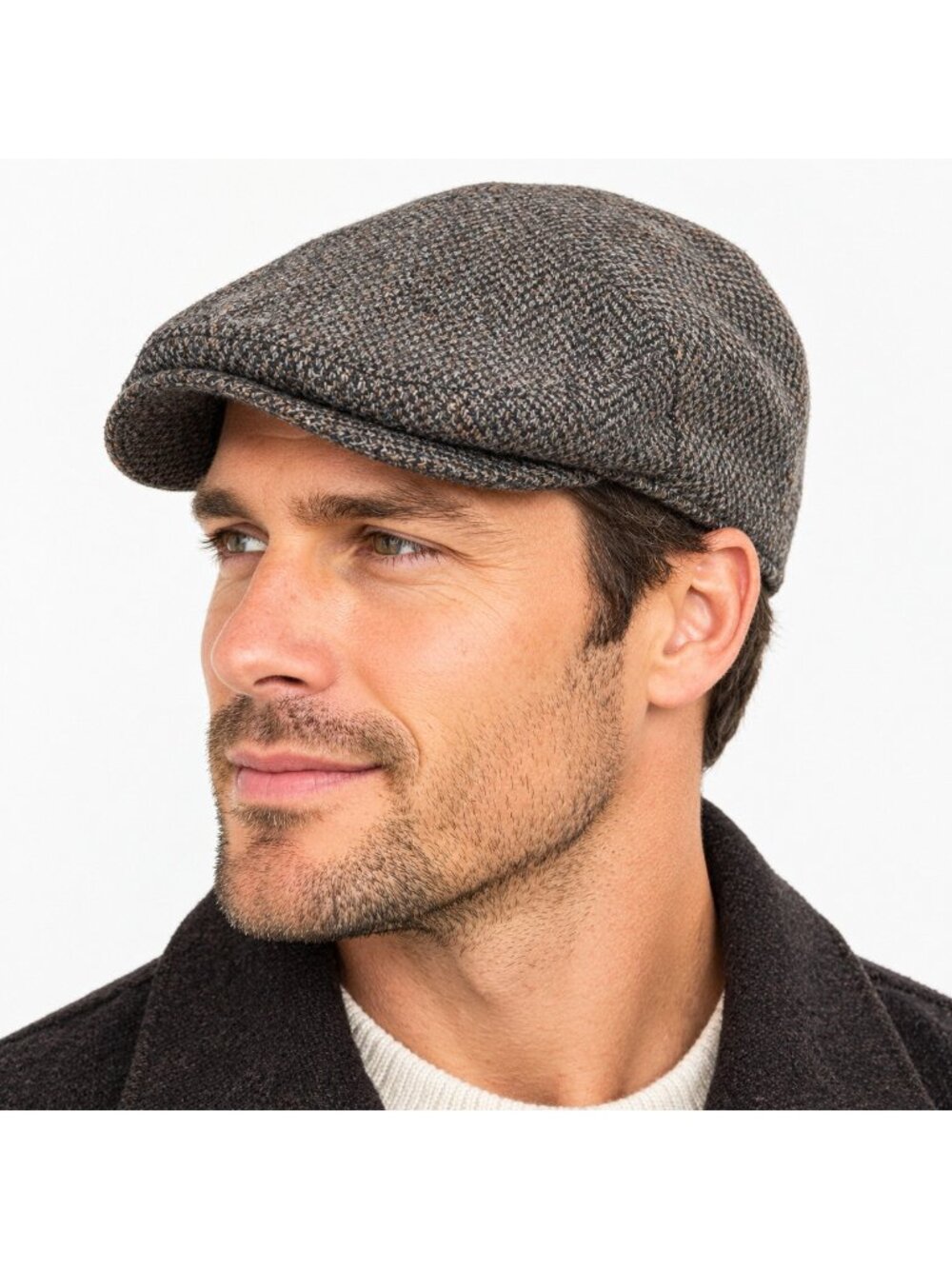 Scala Pronto Men's M Brown Tweed Wool Blend Ivy Flat Cap Driver Newsboy Hat